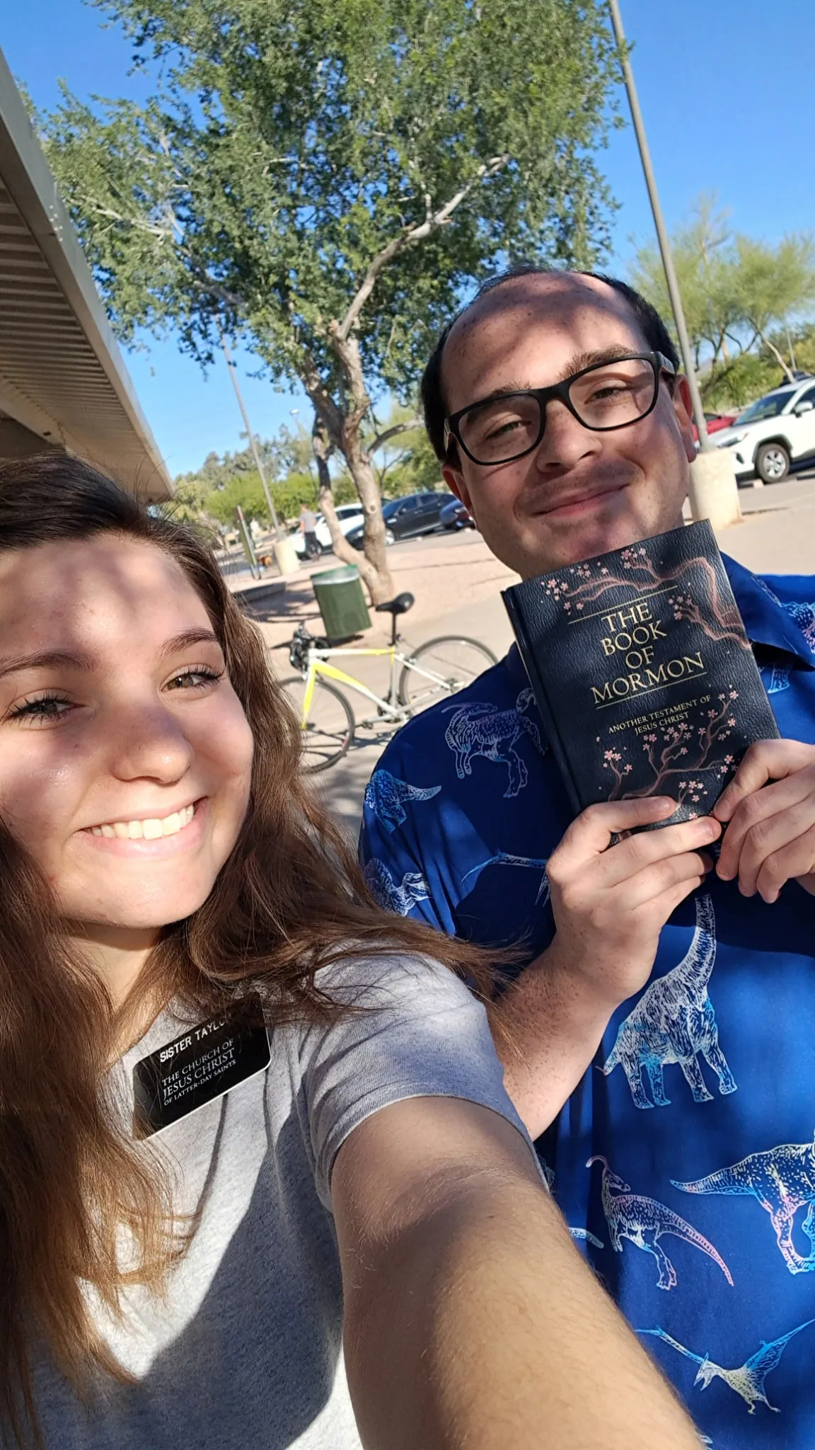 Elder Chaplin with his painted Book of Mormon